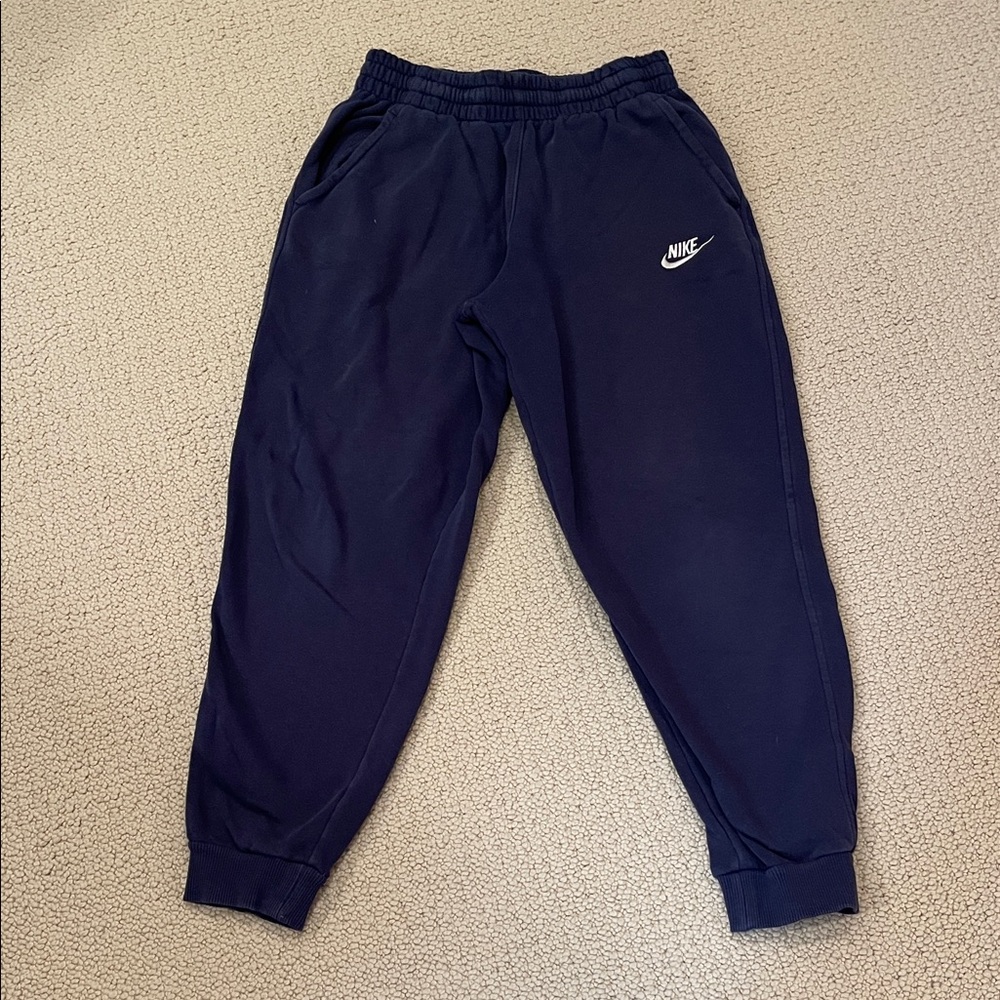 Nike Kids Navy Joggers with White Logo